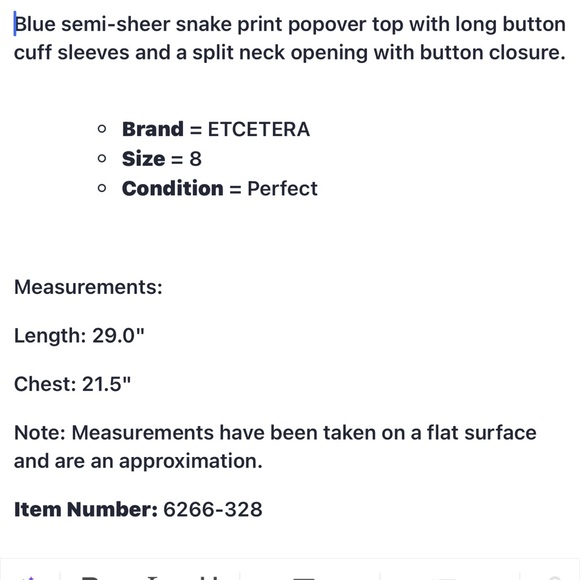 ETCETERA Blue Reptile Sheer Print blouse - Picture 8 of 8